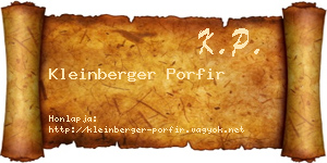 Kleinberger Porfir névjegykártya